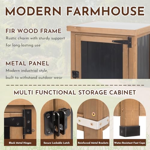 Outdoor Storage Cabinet with Metal Worktop