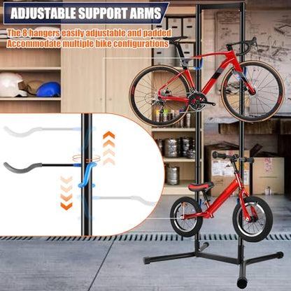 Stand Bike Storage Rack Garage Max 240lbs 4 Bikes with Adjustable Arms