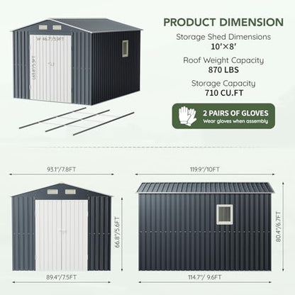 Outdoor Steel Storage Shed with Floor Frame