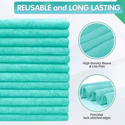 Turquoise Microfiber Cleaning Cloth (12 Count)