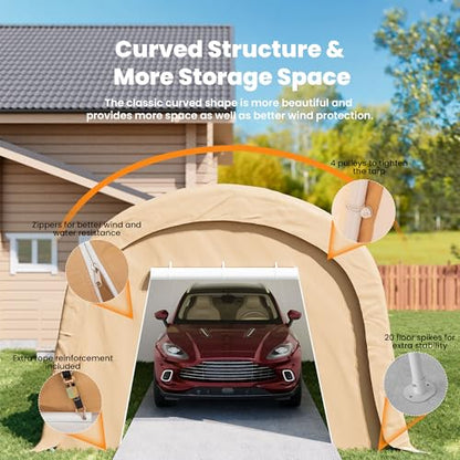 10'×20' Storage Shelter Outdoor Round Carport