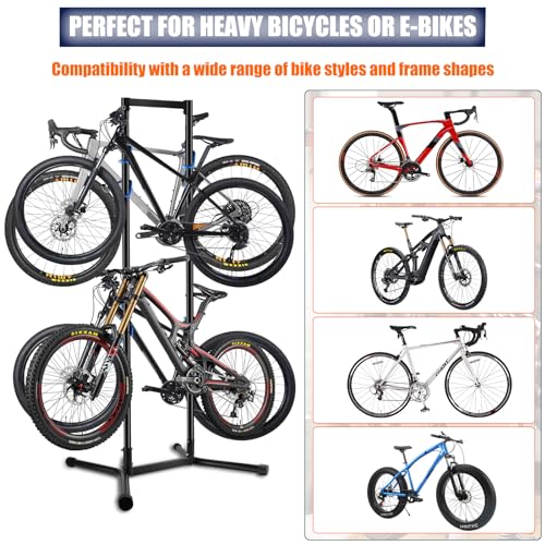 Stand Bike Storage Rack Garage Max 240lbs 4 Bikes with Adjustable Arms