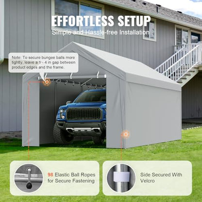 Carport Replacement Canopy Cover Top + Side Wall 12 x 20 ft