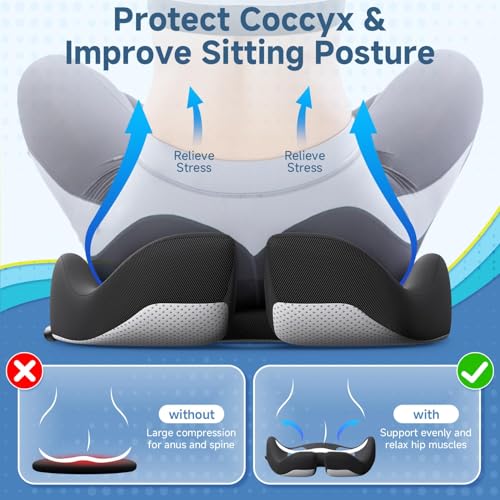 Large Cooling Gel Memory Foam Seat Cushion for Long Sitting