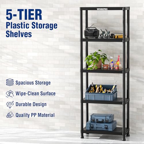 5 Tier Plastic Storage Shelves (5 Count)