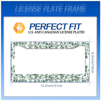Green Leaf License Plate Frame Stainless Steel Car Accessory 6x12 Inch