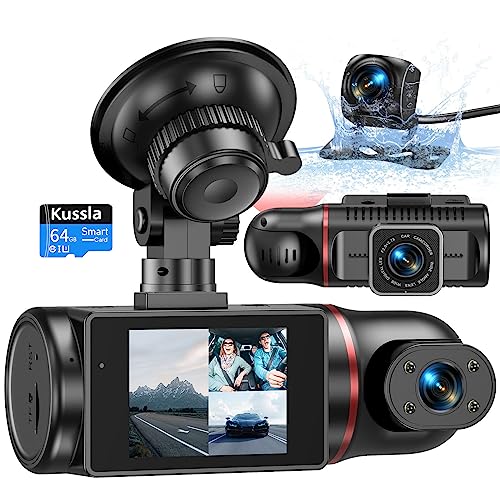 3 Channel Dash Cam Front Rear Inside