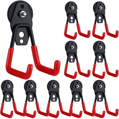 10 Pcs Large Magnetic Hooks Heavy Duty Garage Magnet Hooks Strong Storage Utility Magnetic Hangers with Anti Slip Rubber Coating for Indoor and Outdoor Hanging