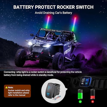 2PCS 1FT Fat Whip Lights for UTV ATV (2 Count)