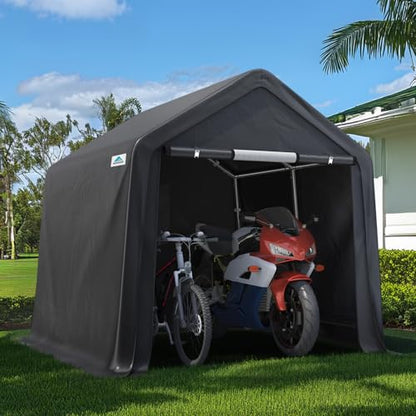 8x8 ft Storage Shelter Garage Tent with 2 Roll up Doors & Vents Outdoor Portable Carport for Motorcycle ATV Anti