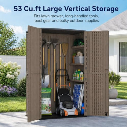 53 Cu.Ft Tall Outdoor Storage Shed with Reinforced Floor