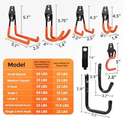 Steel Garage Hooks 18 Pack Storage Heavy Duty (18 Count)
