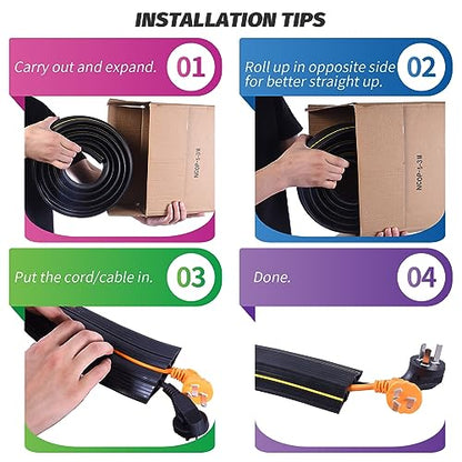 6.5FT Heavy Duty PVC Floor Cable Cover