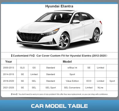 10 Layers Car Cover Custom Fit for Hyundai Elantra 1995
