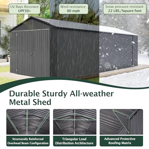 Domi 12’x15’ Outdoor Metal Garage Shed