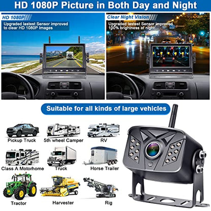 HD 1080P 7 inch RV Wireless Backup Camera