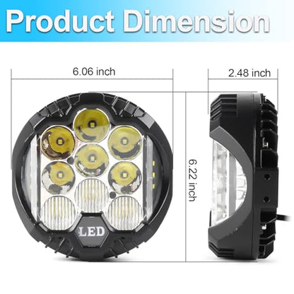 4PCS 7 Inch Amber Round LED Offroad Lights 90W Amber Yellow Off Road Light Fog Lights Driving lightsWaterproof Light Pods for Pickup Trucks 4x4 SUV ATV UTV (4 Count)