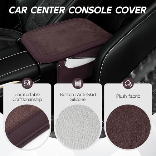 Car Leather Center Console Cover with 2 Storage Bags