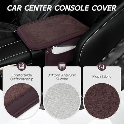 Car Leather Center Console Cover with 2 Storage Bags