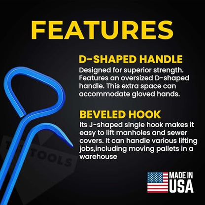 T&T Tools 30 Inch Manhole Cover Hook Tool (16 Ounce)