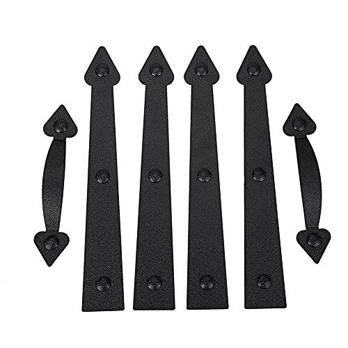 Magnetic Decorative Garage Door Curb Appeal Faux Hinges Handles Hardware Kit Color Black (4 Count)