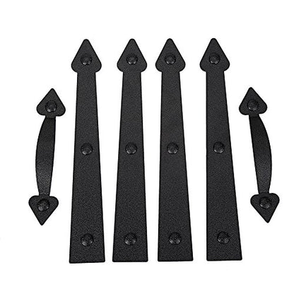 Magnetic Decorative Garage Door Curb Appeal Faux Hinges Handles Hardware Kit Color Black (4 Count)