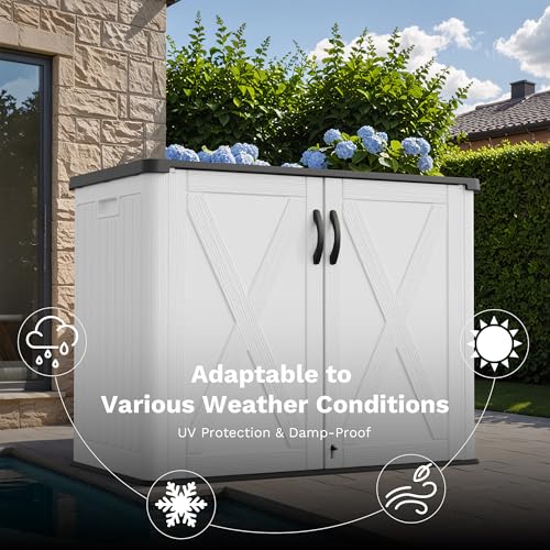 26 Cuft Outdoor Storage Box with Lockable Doors