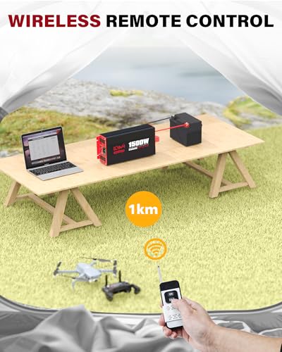 1500 Watt Pure Sine Wave Power Inverter DC 12V to AC 110