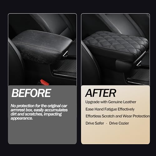 Car Center Console Armrest Cover Genuine Leather
