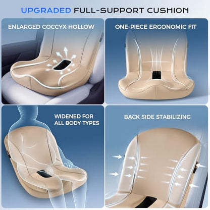 Car Seat Cushion and Lumbar Support Pillow One Piece