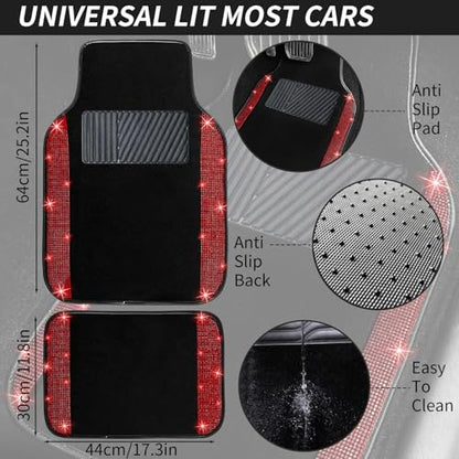 Red Bling Car Floor Mats Full Set
