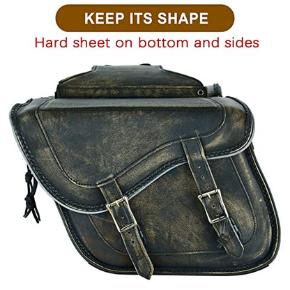 Naked Cowhide Leather Motorcycle Saddle Bags Throw Over Saddlebags (2 Count (13L each))