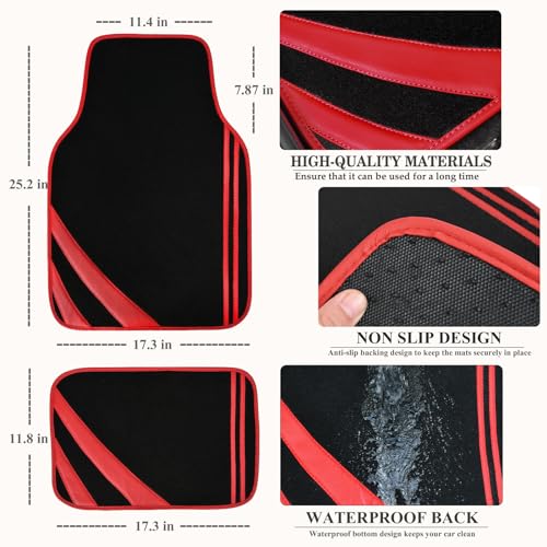 Red Edge Leather Car Floor Mats