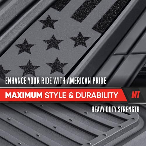 MotorTrend Black Flag Rubber Floor Mats