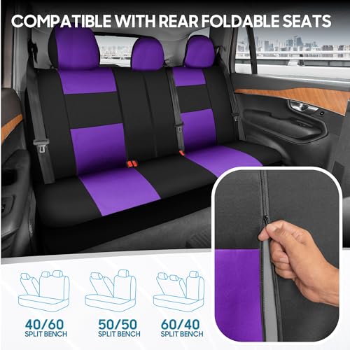 PolyPro Purple Car Seat Covers Full Set with 4