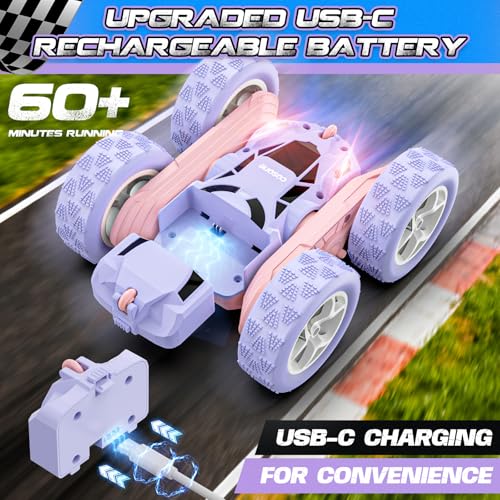 Pink Purple RC Stunt Car for Kids