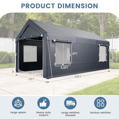 Carport 10' x 20' Heavy Duty Carport with Roll