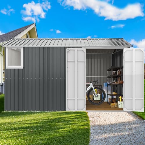 8x12 Ft Outdoor Storage Shed with Floor Frame and Window