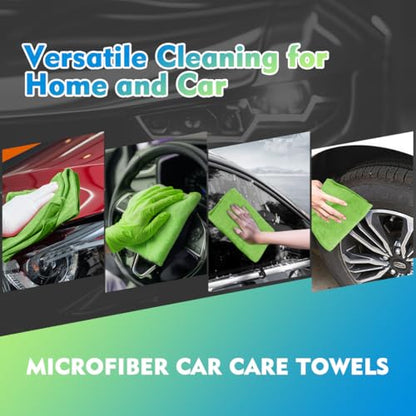 Green Microfiber Cleaning Cloth 20 Pack 11.5 x 11.5 Inch Microfiber Towels for Cars Ultra Absorbent Cleaning Rags Lint Free Cleaning Towels for Household Kitchen (20 Count)