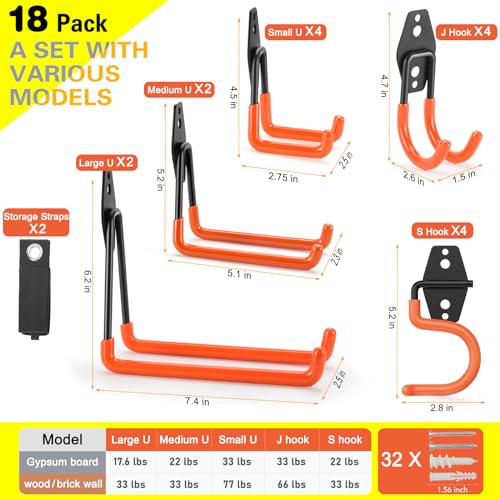 18 Pack Heavy Duty Garage Hooks