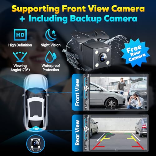 7" Wireless Double Din Car Stereo Apple Carplay Radio Screen for Car Audio Receivers