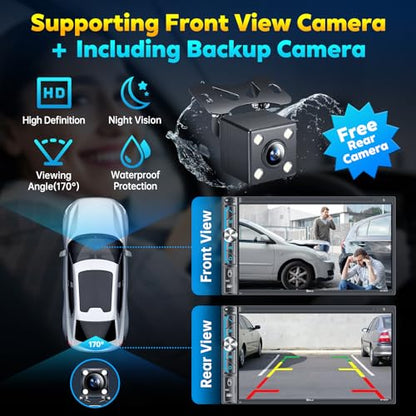 7" Wireless Double Din Car Stereo Apple Carplay Radio Screen for Car Audio Receivers