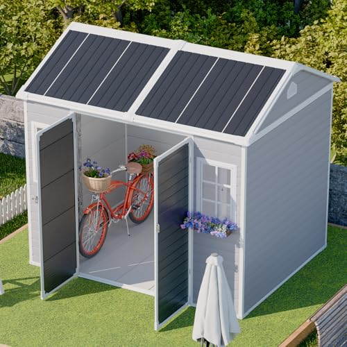 8x6 FT Resin Storage Shed with Floor Windows and Vents