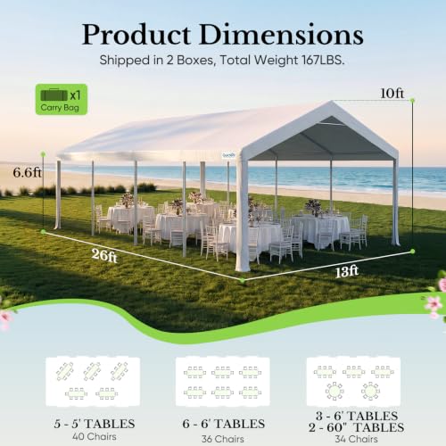 13x26 Heavy Duty Party Tent Outdoor Canopy with Church Windows