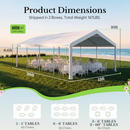 13x26 Heavy Duty Party Tent Outdoor Canopy with Church Windows