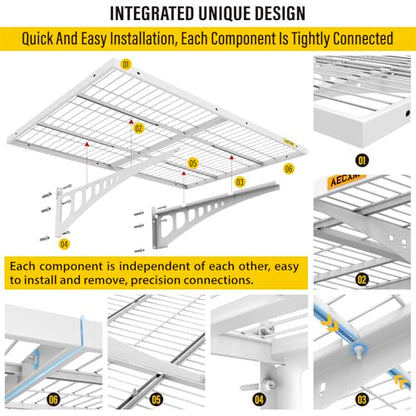 2x3ft 2Pack Wire Shelving Unit Heavy Duty Garage Storage Shelves Wall Mounted White 560lbs Load Capacity（24