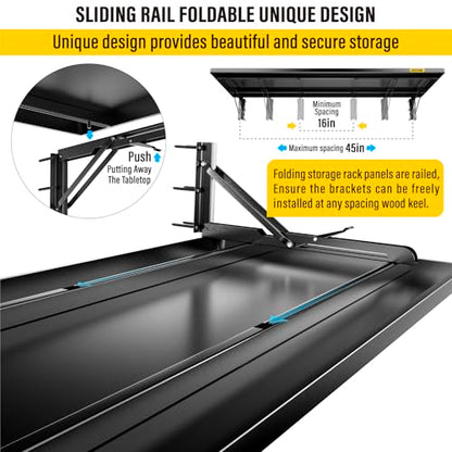 1.3x4ft Adjustable Rail Type Folding Storage Rack Shelf