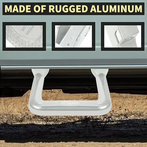 Pair Aluminum Side Step Compatible with Chevy Chevrolet GMC Ford Dodge Toyota Nissan Jeep Isuzu Mitsubishi Mazda Pickups & Trucks 2PCs Polishing Silvery (2 Count)
