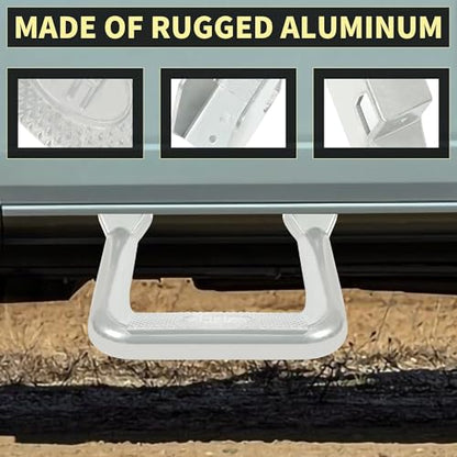 Pair Aluminum Side Step Compatible with Chevy Chevrolet GMC Ford Dodge Toyota Nissan Jeep Isuzu Mitsubishi Mazda Pickups & Trucks 2PCs Polishing Silvery (2 Count)