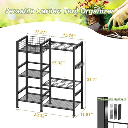 Garden Tool Organizer with Basket